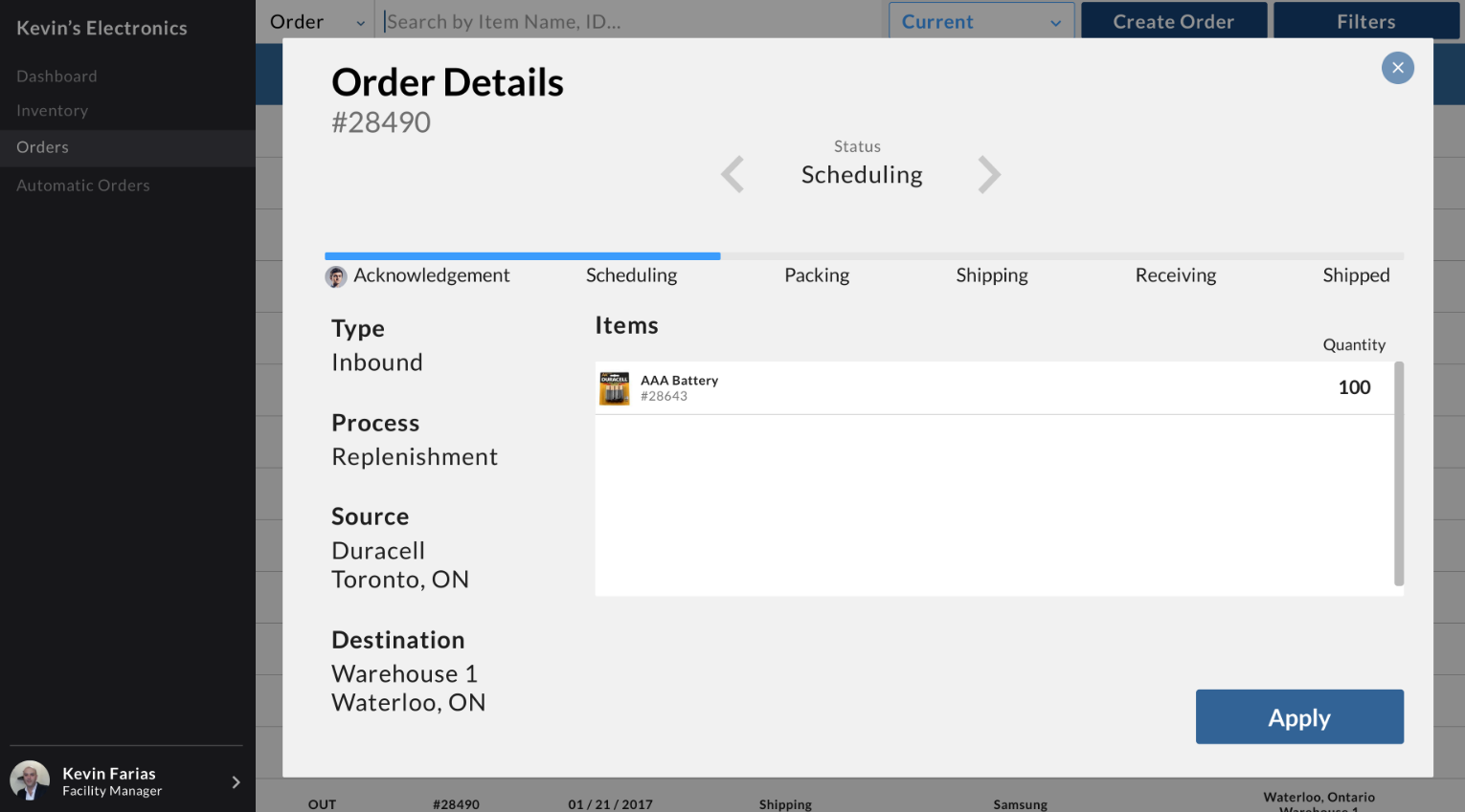 Order details